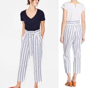 C&C California Blue Striped Linen Paperbag Pants